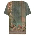 thumbnail image 4 of Summer Tops for Women Neck Buttons Dressy Geometric Print Tshirt Short Sleeve Spring Casual Tees, 4 of 5
