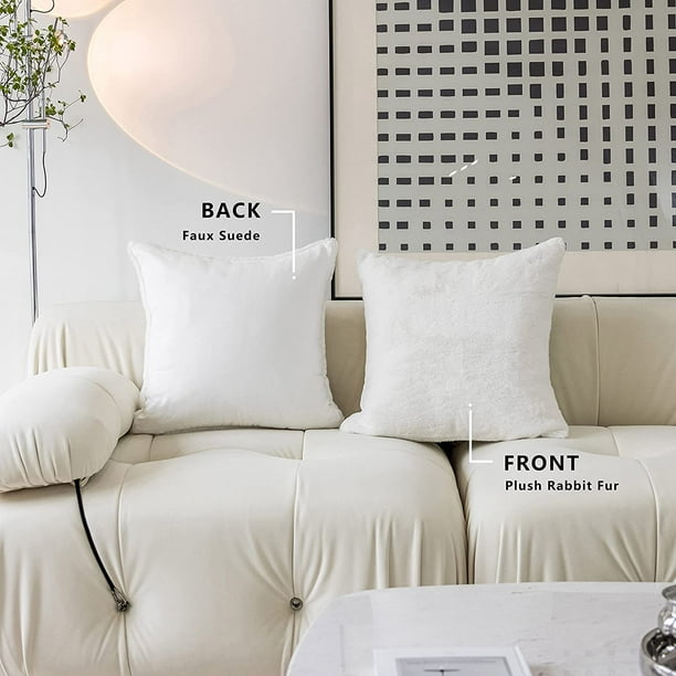 Hhhc Pillow Covers 18x18 Plush Fuzzy Faux Fur Pillow Cover Decorative White Throw Pillows For Couch Sofa Bedroom 18 X 18 Inch Cream White