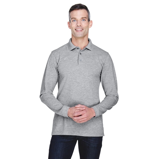 Polo de manga larga Easy Blend™ harriton GREY HEATHER L M265L