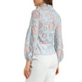 thumbnail image 4 of MODA NOVA Junior's Lace Long Sleeve Tops Ruffle Neck Elegant Floral Blouses Blue XL, 4 of 6