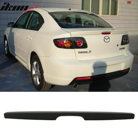 Lip Mount Spoiler - Fits 04-09 Mazda 3 Sedan Flush Mount OE Factory Trunk Spoiler-Matte Black ABS