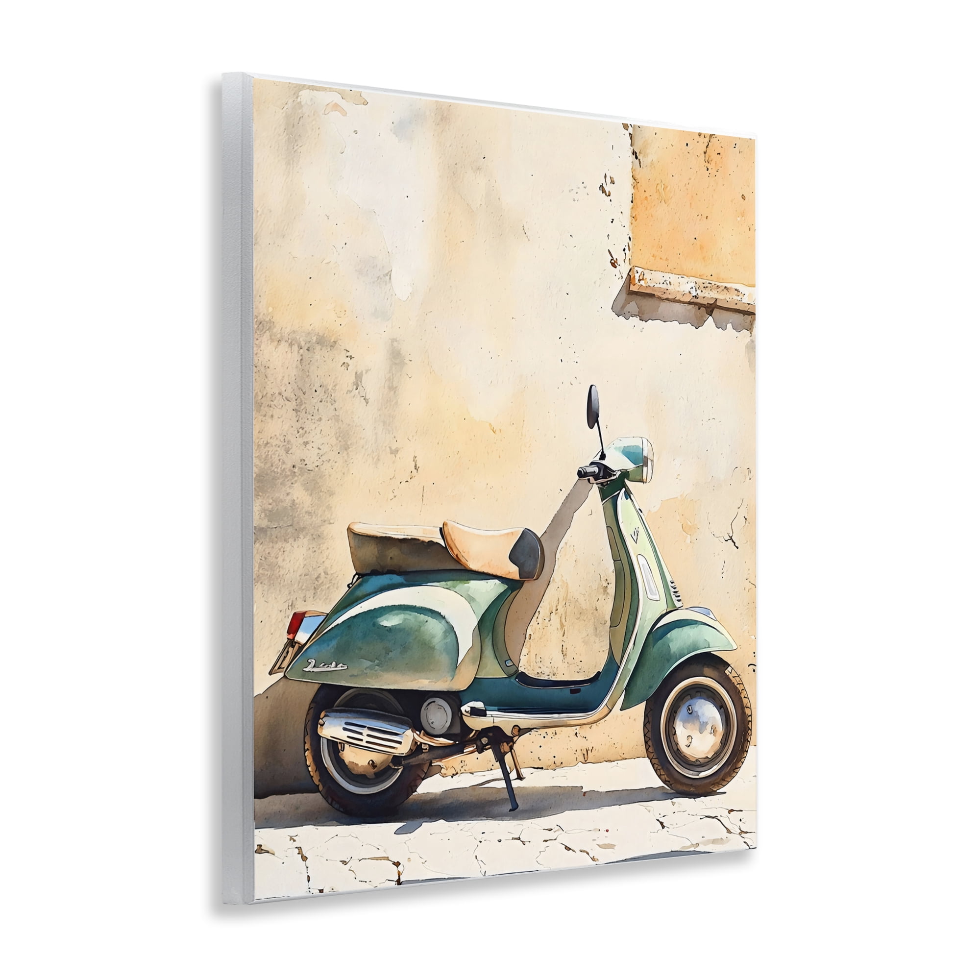 Stupell Industries Vintage Scooter on Italian Street Wall Plaque Art, design by LSR Design Studio