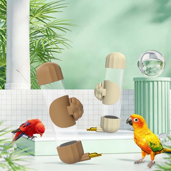 Zoowood Bird Water Dispenser Automatic Bird Water Feeder for Cage Parakeet Water Dispenser No Mess Bird Cage Accessories Khaki 200ml