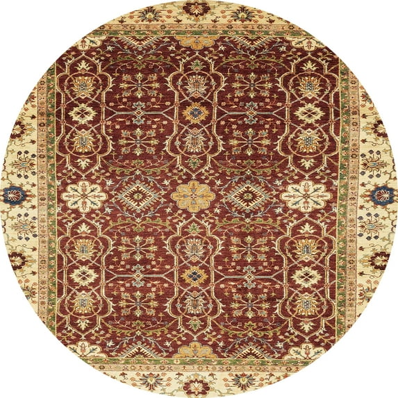 Ahgly Company Machine Washable Indoor Round Abstract Tomato Red Area Rugs, 4' Round
