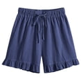 thumbnail image 6 of Trikvn Summer Linen Sets for Women Casual Sleeveless Lace Trim Tank Tops and Drawstring Ruffle Shorts Outfits Boho Beach Vacation Fashion Lounge Set, 6 of 9
