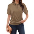 thumbnail image 5 of TODOZO Women's Polo Shirts Cotton 3-Button Short Sleeve Collared Tops Summer Cool Shirt Uniform Casual Shirts Tops for Trendy Short Sleeve Vacation Outfits Blouses Casual Summer Collared Shirts, 5 of 7