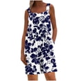 thumbnail image 2 of Women Summer Jumpsuit​ Fashion Relaxed Fit Printed Sleeveless Shorts, Button Front with Pockets for a Fun, Playful Style Navy XXL, 2 of 5