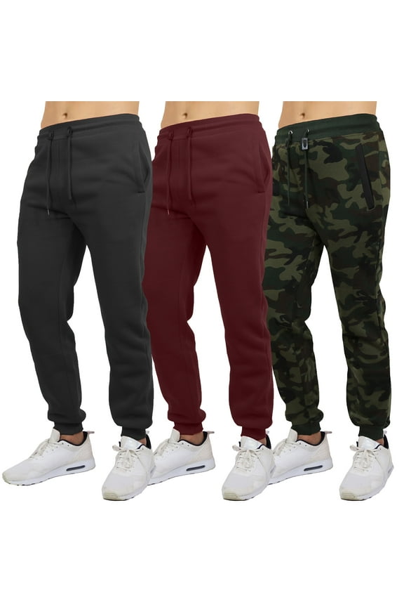3-Pack Mens Slim Fit Fleece Jogger Sweatpants (S-2XL)