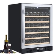 Garvee Wine Cooler Refrigerator, Freestanding with French Glass Door, for 46 Bottles, Black