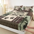 thumbnail image 3 of Homewish Rustic Deer Elk Bed Sheets for Adult, Farmhouse Cabin King Sheets, Vintage Brown Green Buffalo Sheet Set, Ultra Soft Bedroom Decor, 4 Pieces, 3 of 7