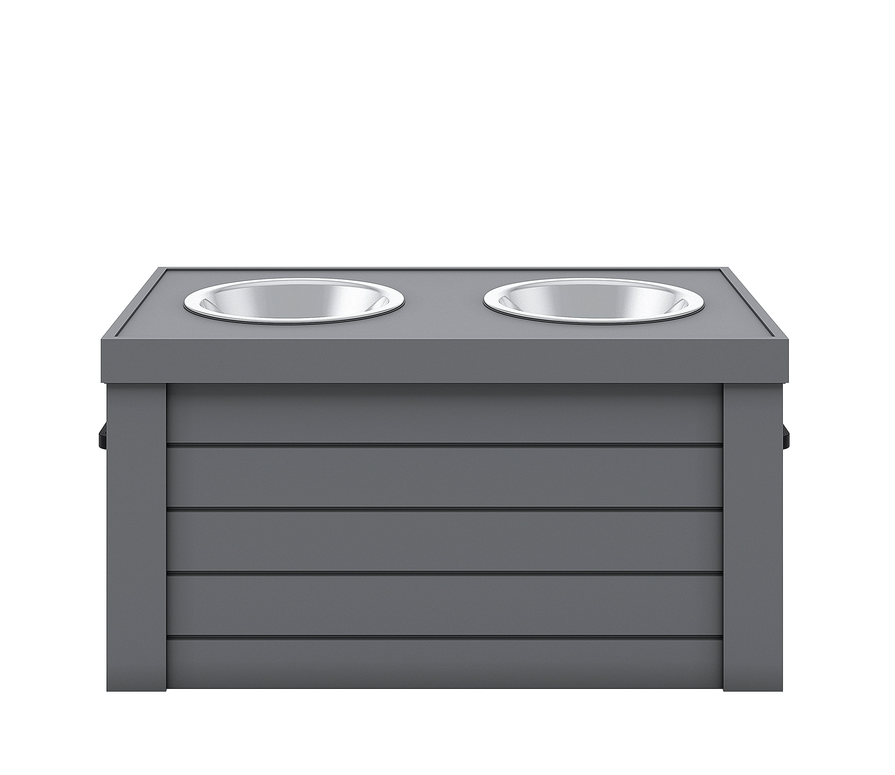 ECOFLEX® Piedmont Elevated Dog Feeder, Two 24 oz. Bowls, Removable Lid Storage, Small to Medium Size Dogs