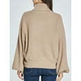 thumbnail image 4 of SSLR Oversized Sweaters for Women Turtleneck Sweater Drop Shoulder Knit Long Lantern Sleeve Pullover Sweater, 4 of 8