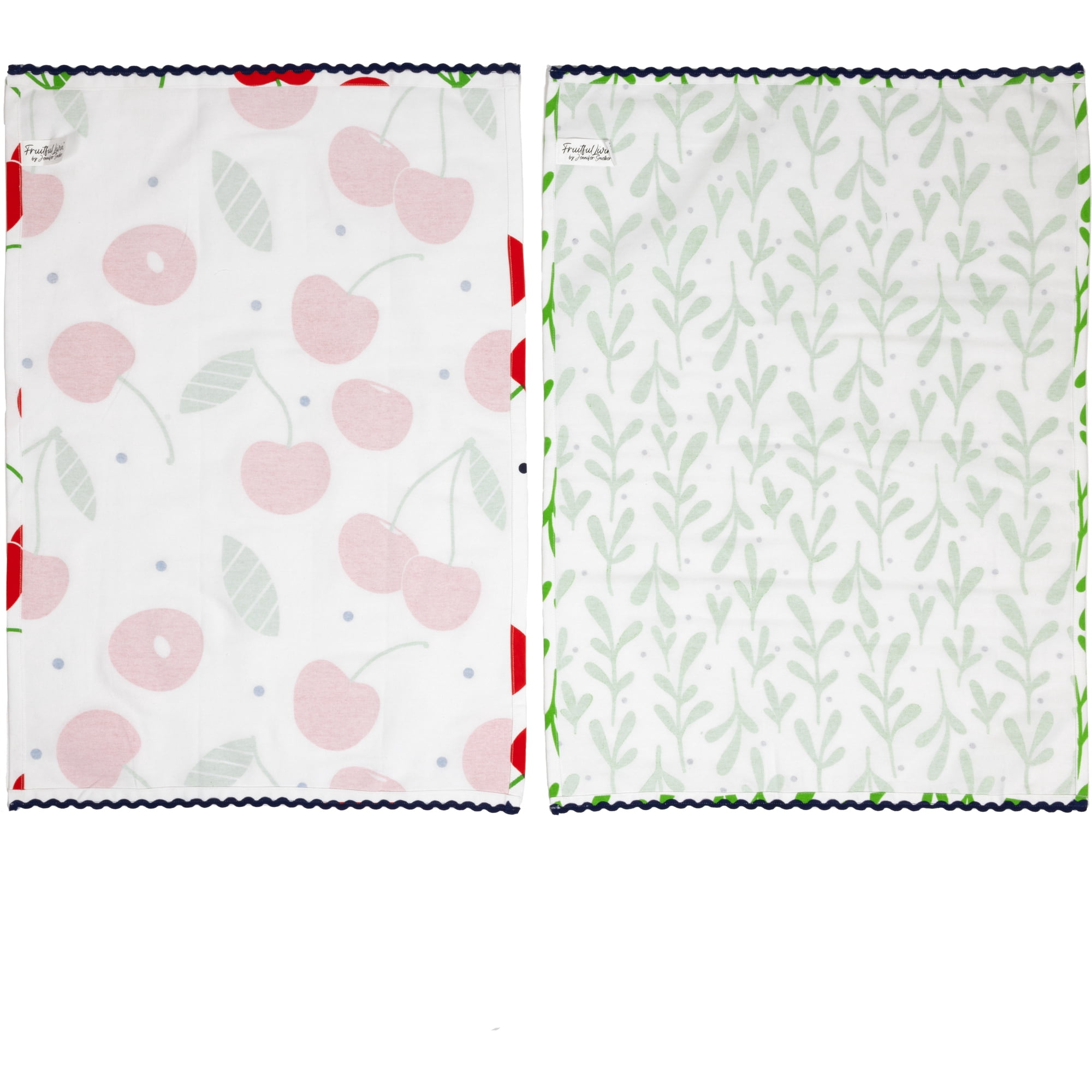 Pavilion - Cherries - Set of Two 20" x 28" Decorative Tea Towels - Vintage Summer Cherry Polka Dot Fruit Kitchen Decor