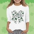thumbnail image 2 of GPOECD T-Shirts Graphiques pour Filles, Mode Polyvalente, Col Rond, Manches 3/4, Décontracté pour Enfants, Hauts Mignons pour Filles, Blanc,110, 2 of 4