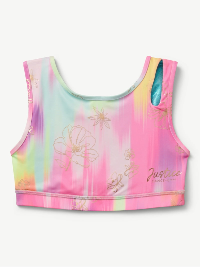 Justice Reversible Keyhole Teen Sports Bra for Girls with Paint