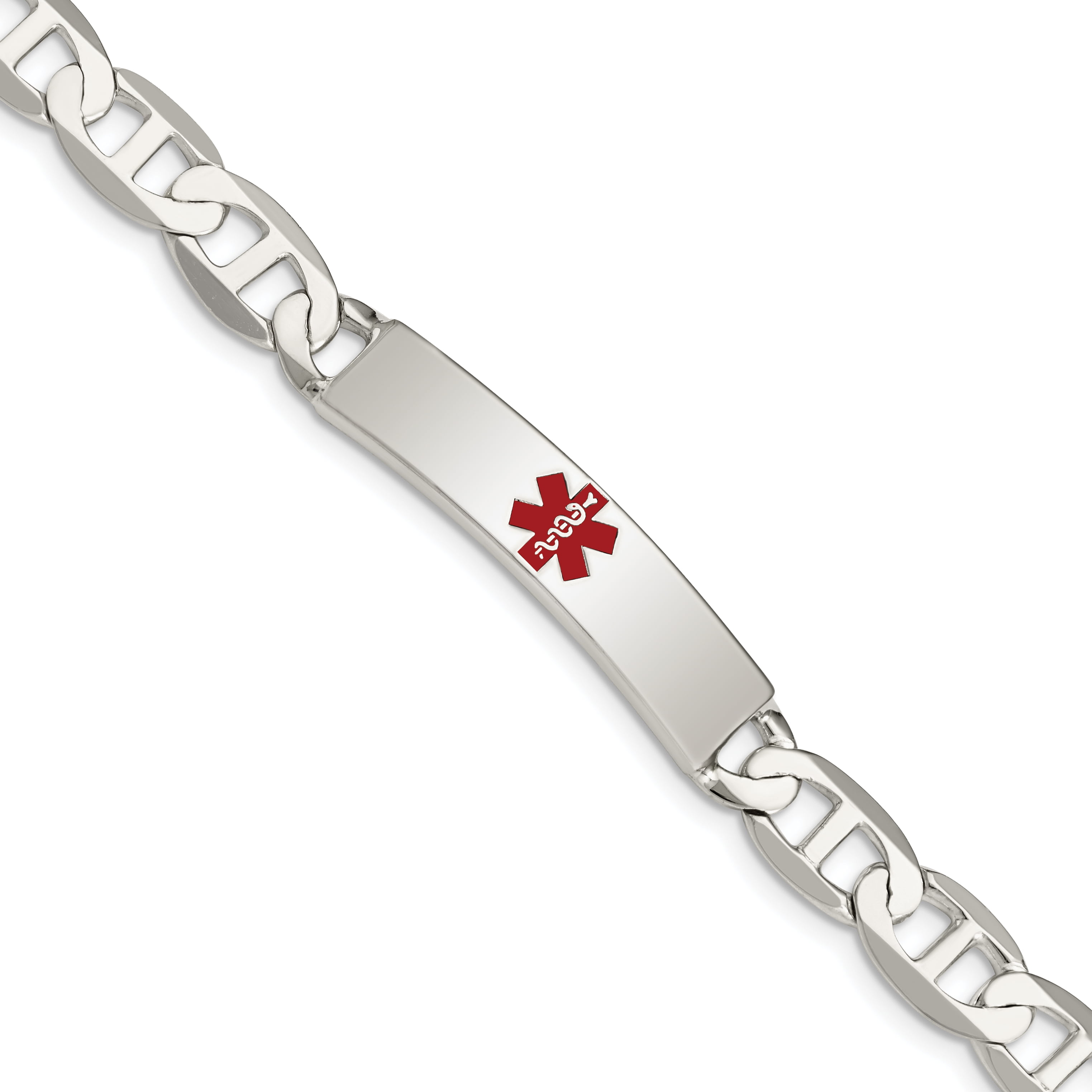 925 Sterling Silver Medical ID Anchor Link Bracelet 925 Sterling Silver Medical ID Anchor Link Bracelet