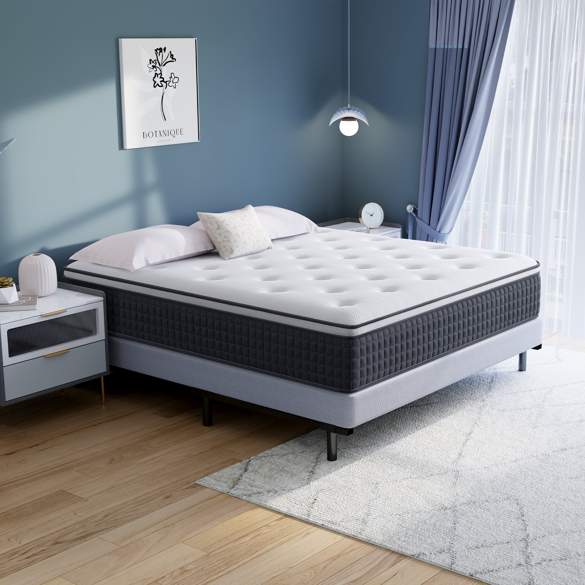 Queen Mattress, Telino 12" Queen Size Hybrid Mattress, Memory Foam Innersprings Mattress, Medium Firm