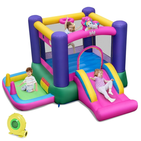 Costway Inflatable Bounce House Kids 6-in-1 Jumping Castle with Slide Ball Pit  with 480W Blower
