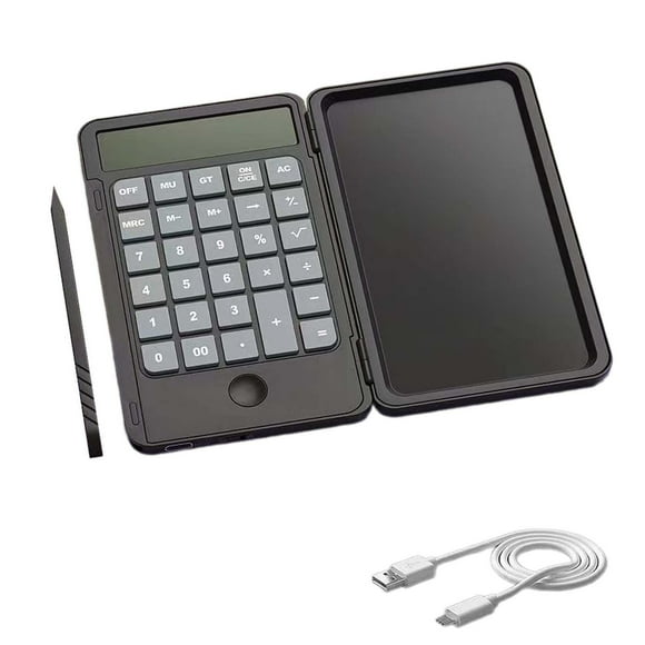 Bunblic Calculatrice Pliable Calculatrice Portable Bloc à Dessin Numérique Calculatrice de Bureau à 12 Chiffres Calculatrice de Poche pour l'École et les Affaires Noir