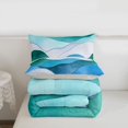 thumbnail image 6 of jejeloiu Teal Watercolor Wave Pattern Twin Comforter Sets Kids,Abstract Geometric Pattern Bedding Set,Reversible,2 Pieces, 6 of 8