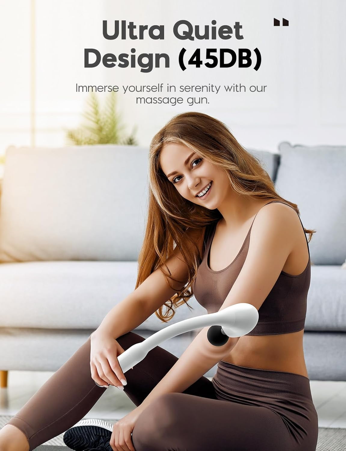 Deep Tissue Massage Gun with Extension Handle 10mm Percussion Muscle Massager for Neck Shoulders Back Legs Portable Pain Relief Device