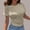 Beige, variant on Womens 3/4 Sleeve Solid Color T-Shirt Classic Round Neck Casual Tee Tops Elegant Soft Cotton Blend Blouse Modest Spring Summer Layering Shirt