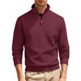 thumbnail image 2 of pstuiky camisa de manga larga para hombre, Blusa/camiseta informal y moderna de terciopelo de punto con cuello alto y cremallera para hombre, de color liso camisetas de hombre xxxl, 2 of 6
