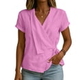thumbnail image 3 of TGSLY Adjustable Wrap Side Tie Tops for Women Breathable Soft V Neck Short Sleeve Blouses Loose Fit Dressy Casual Solid Color T-Shirts XL, 3 of 8