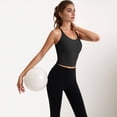 thumbnail image 3 of Women's V-Neck Cropped Tank Top with Spaghetti Straps and Built-In Bra for Yoga and Everyday Comfort - X Large, Black, 3 of 7