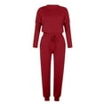 thumbnail image 7 of jtjvou Women Fall 2 Piece Lounge Outfit Long Sleeve Tops High Waisted Jogger Pants Set Spring Travel Clothes Tracksuit Red XXL, 7 of 7