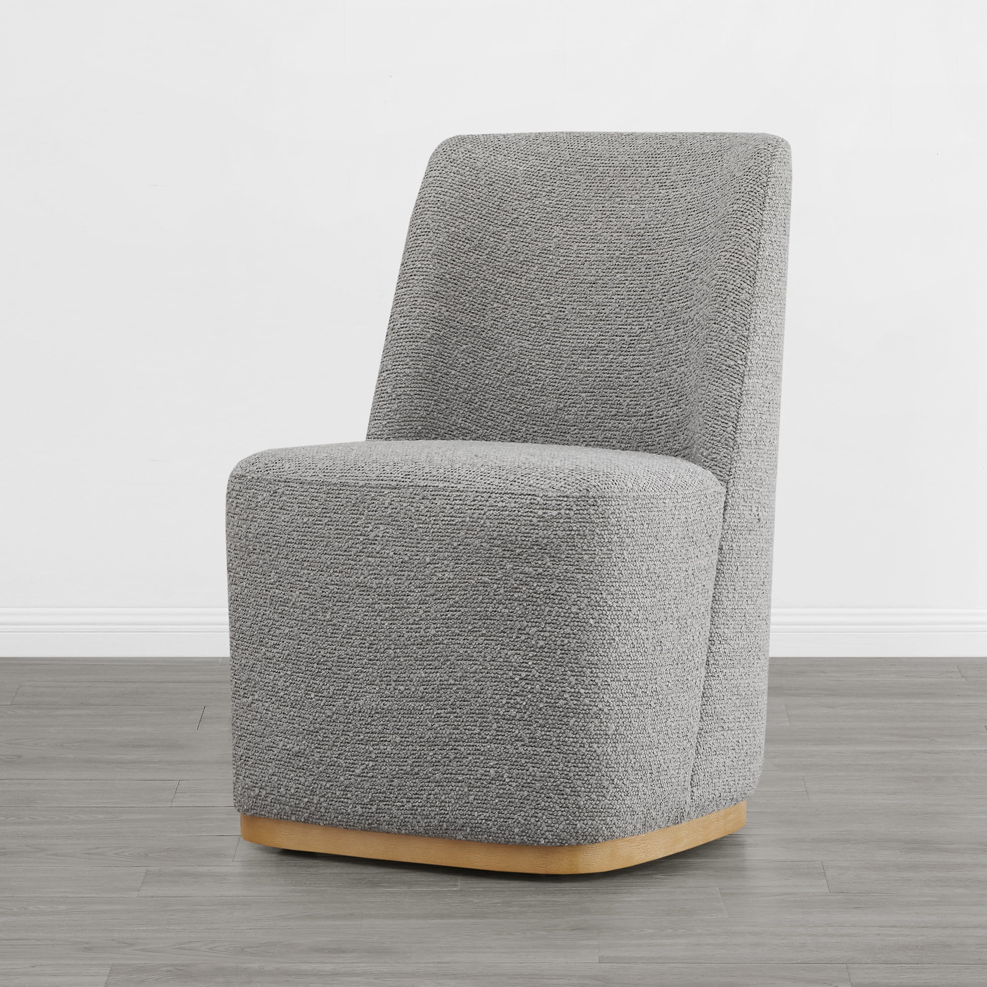 Spruce & Spring Modern Upholstered Dining Chair with Hidden Casters & Wood Base Set of 2, Grey