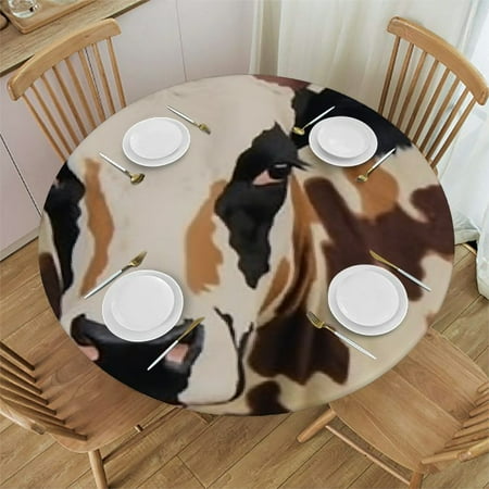 

HAOXIT Round Tablecloth Farm Printed Table Trim Washable Kitchen Dining Room Tablecloth for Outdoor and Indoor Use 46-50