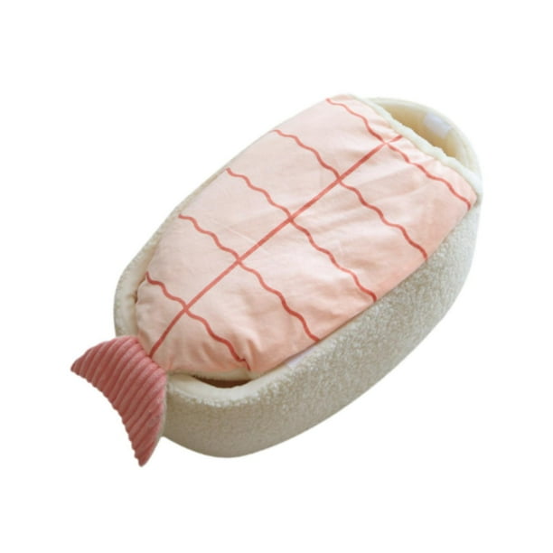 Cama para gatos con forma de sushi, casa para gatos, muebles para mascotas, lavable semicerrada para gatos pequeños y razas, suministros para mascotas S