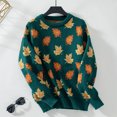 thumbnail image 2 of UJNDER Mode Automne Hiver Motif Feuille d'Érable Col Rond Manches Longues Chandail Décontracté Tricoté Vert Foncé L, 2 of 8