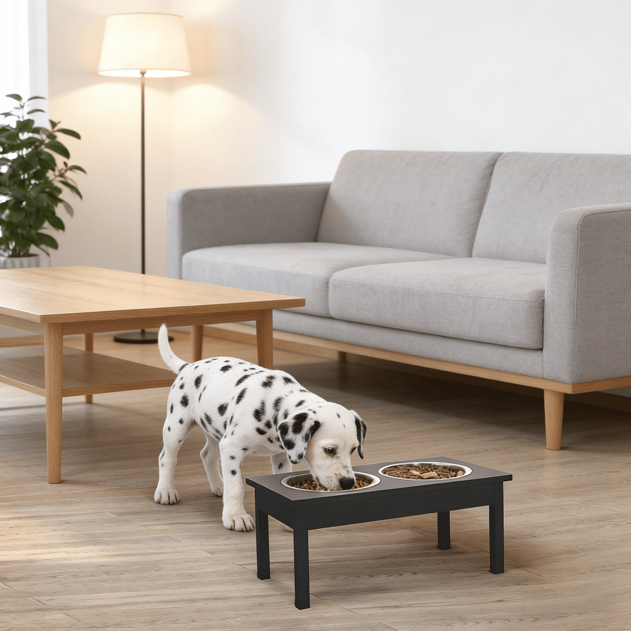 Black Pet Feeder Stand,Wooden Dog Food Bowls Stand