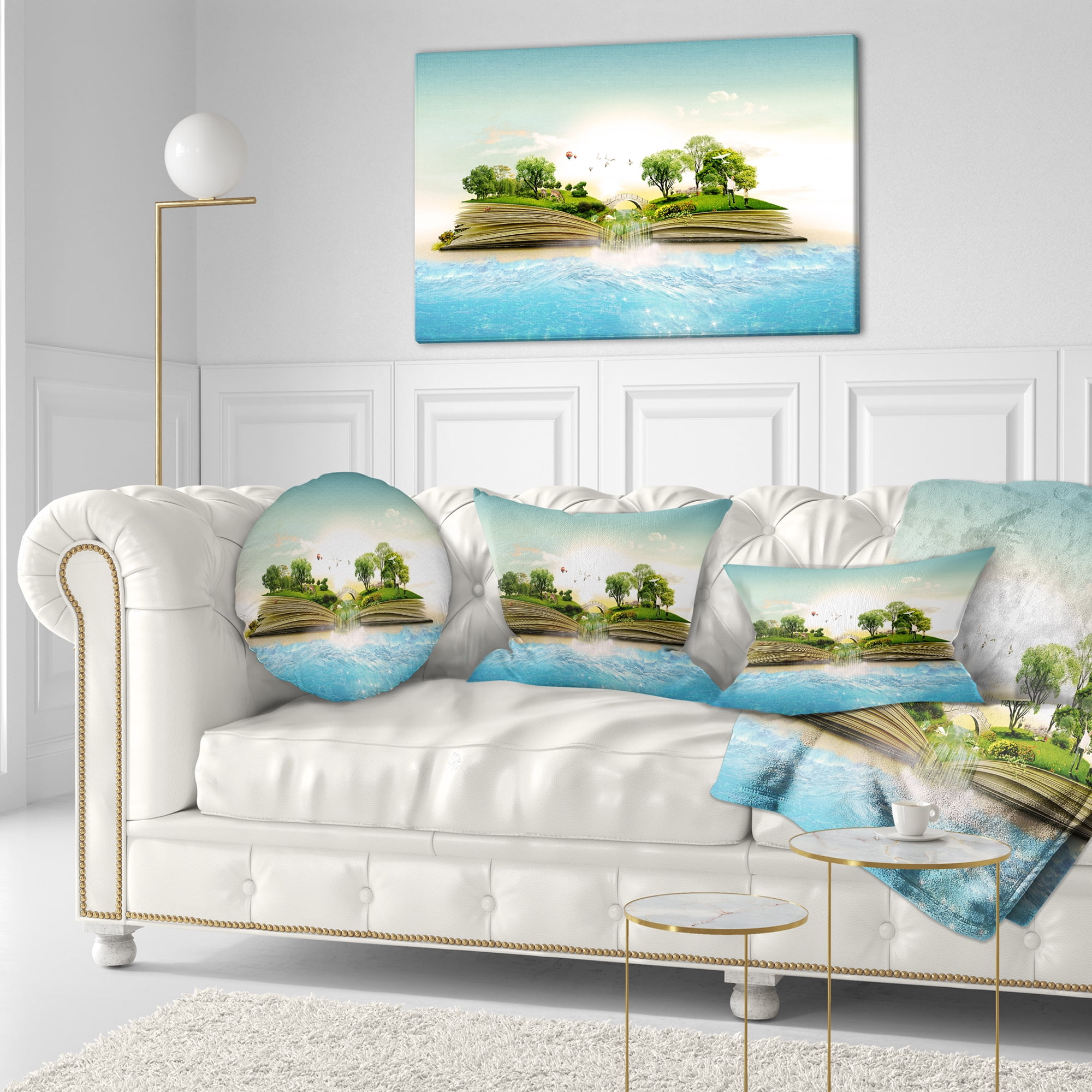 Designart Magical Book about Nature - Contemporary Throw Pillow - 12x20