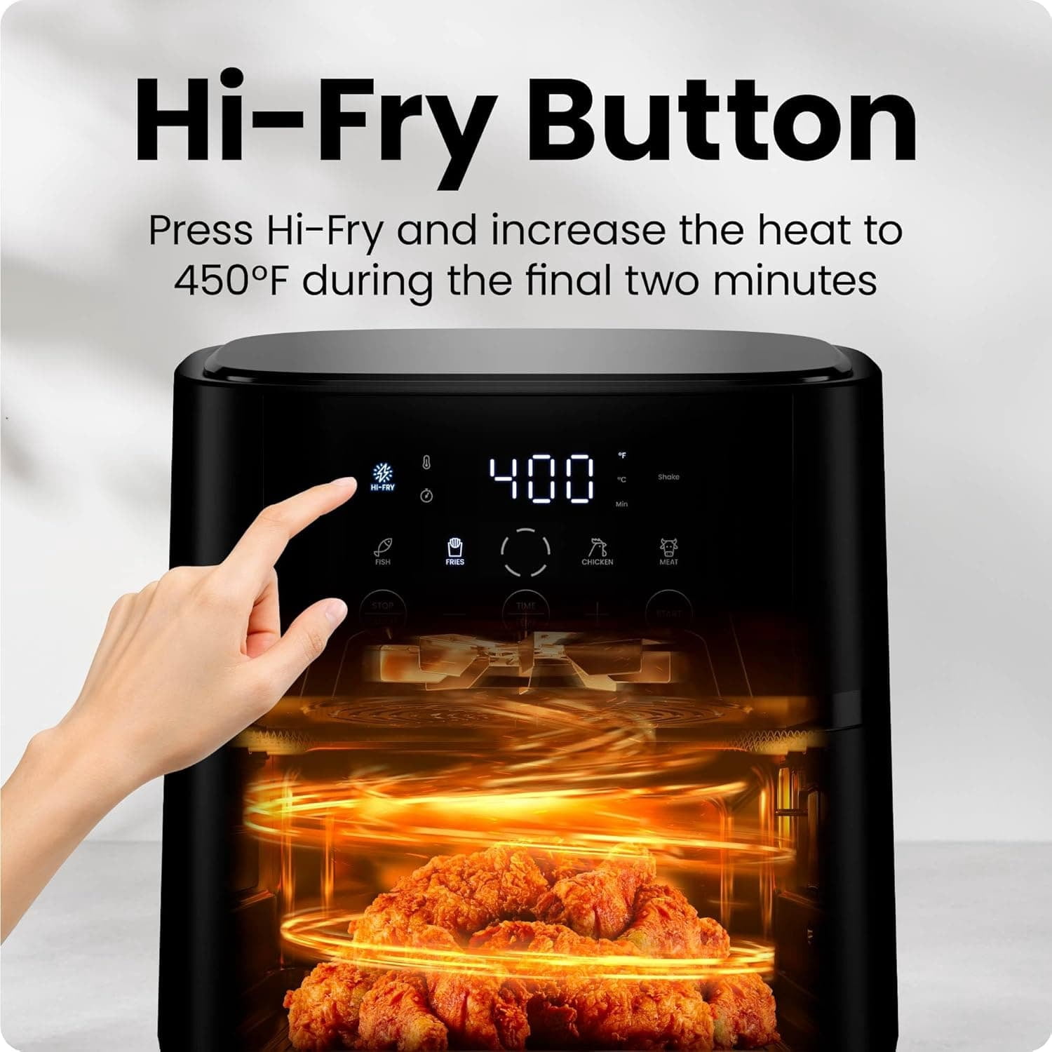 Air Fryer – 6 QT Compact Airfryer for Quick & Easy Meals in Minutes, Features Hi-Fry Technology for Extra Crisp, Touchscreen Controls with 4 Presets, Nonstick & Dishwasher Safe Basket - Black