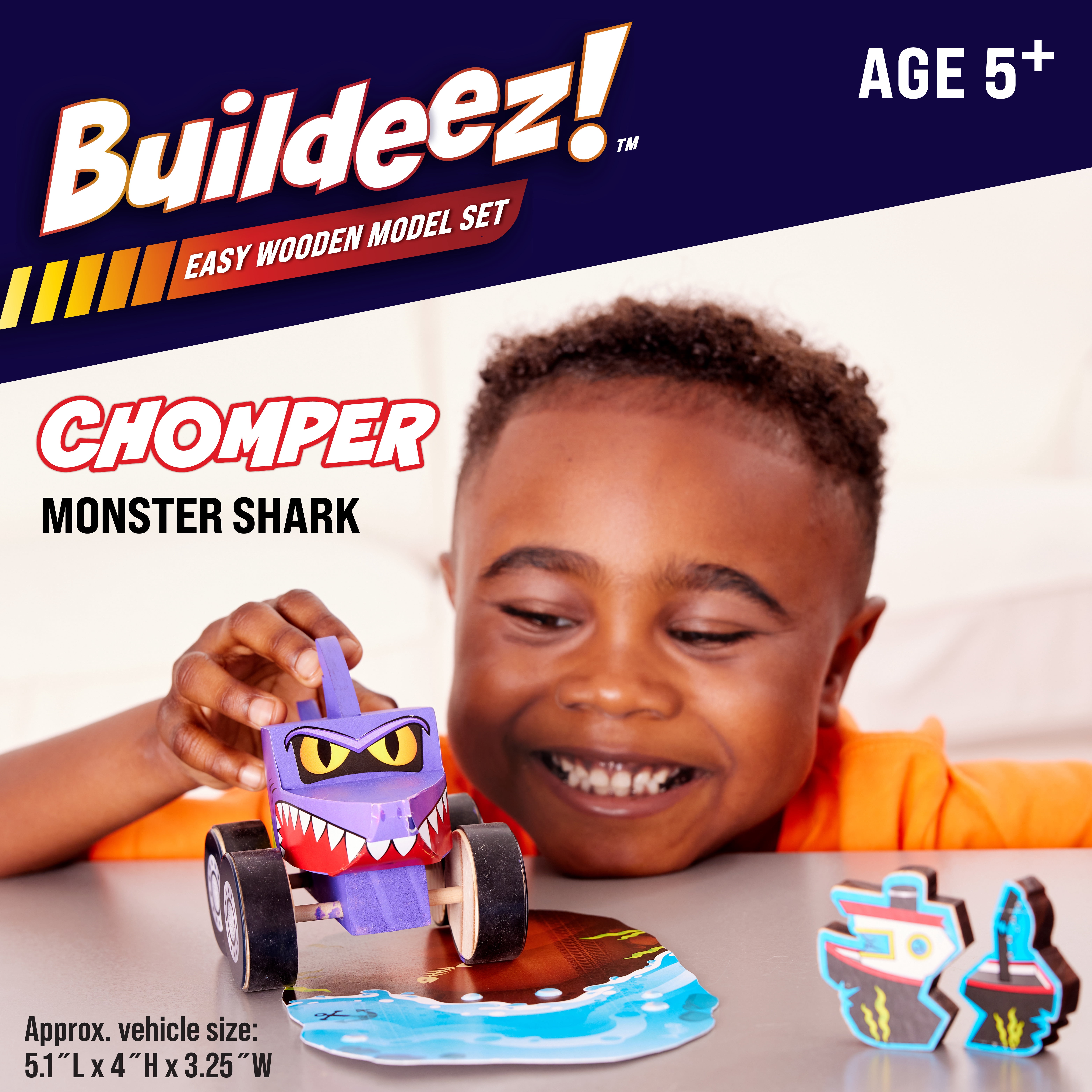 Creativity for Kids Buildeez! ​Monster Shark Truck: Wood Craft Kits and STEAM Toys