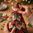thumbnail image 3 of Christmas Patchwork Fabric Tree DIY Craft Kit,Plaid Quilted Tabletop Mini Tree Making Set With Doll Topper,Handmade Decor For Mantel,Table,Winter Holiday Home Decor A-Elf, 3 of 7