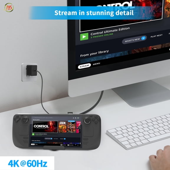 6-in-1 Steam Deck Docking Station with Gigabit Ethernet, HDMI 4K@60Hz Video Output, 3 USB 3.0 Data Ports - TV Dock Stand for Valve Steam Deck OLED/LCD, 100W PD Charging & Multi-Device Compatibility
