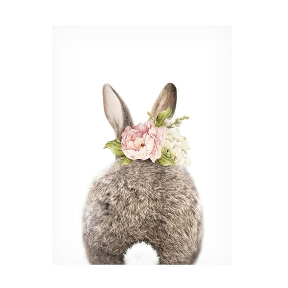 Trademark Fine Art Lola Peacock Floral Bunny Back Canvas Wall Art