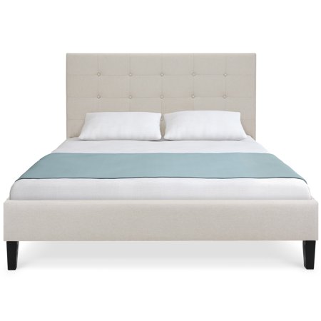 Best Choice Products Upholstered Full Platform Bed Frame with Tufted Button Headboard, Wood Slat Support, (Best Beds For Small Spaces)