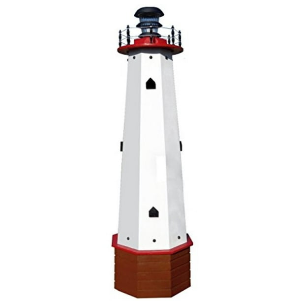Weekend Wood Products Solar Lighthouse Wooden Well Pump Cover Decorative Garden Ornament 48 Inch Red Accents Walmart Com Walmart Com