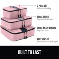 thumbnail image 3 of GORILLA GRIP 3 Piece Packing Cubes Set, Travel Essential Space Saving Mesh Bag Organizers for Suitcases and Luggage Bags, Pink, 3 of 10
