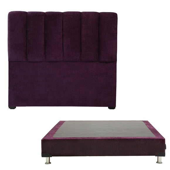 Box Base Cama Queen Size + Cabecera Kami Morado