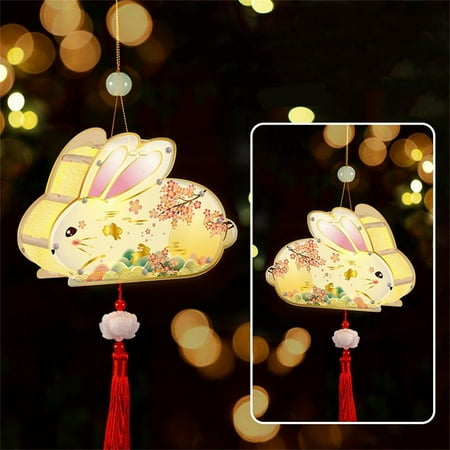 Party Supplies Cute Rabbit Lantern Kids Toy Light Lamp Bunny Shape Acrylic Lantern Rabbit Hanging Lamp Festival Lantern Mid-Autumn Lantern STYLE 3