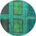 thumbnail image 1 of Ahgly Company Indoor Round Abstract Turquoise Blue Modern Area Rugs, 3' Round, 1 of 4