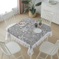 thumbnail image 6 of Snowflakes Christmas Table Cloth Waterproof Tablecloths, Grey Xmas Winter Vintage Tablecloth Dining Table Cover for Kitchen Party Tabletop Outdoor, Square Tablecloth 60x60 Inch, 6 of 9
