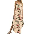 thumbnail image 2 of Women's Long Dresses Beach Summer Dress Spaghetti Strap V-Neck Floral Maxi Sundress Long Vacation Dress with Side Pockets Plus Size S-XXL Gifts for Girlfriend, 2 of 9