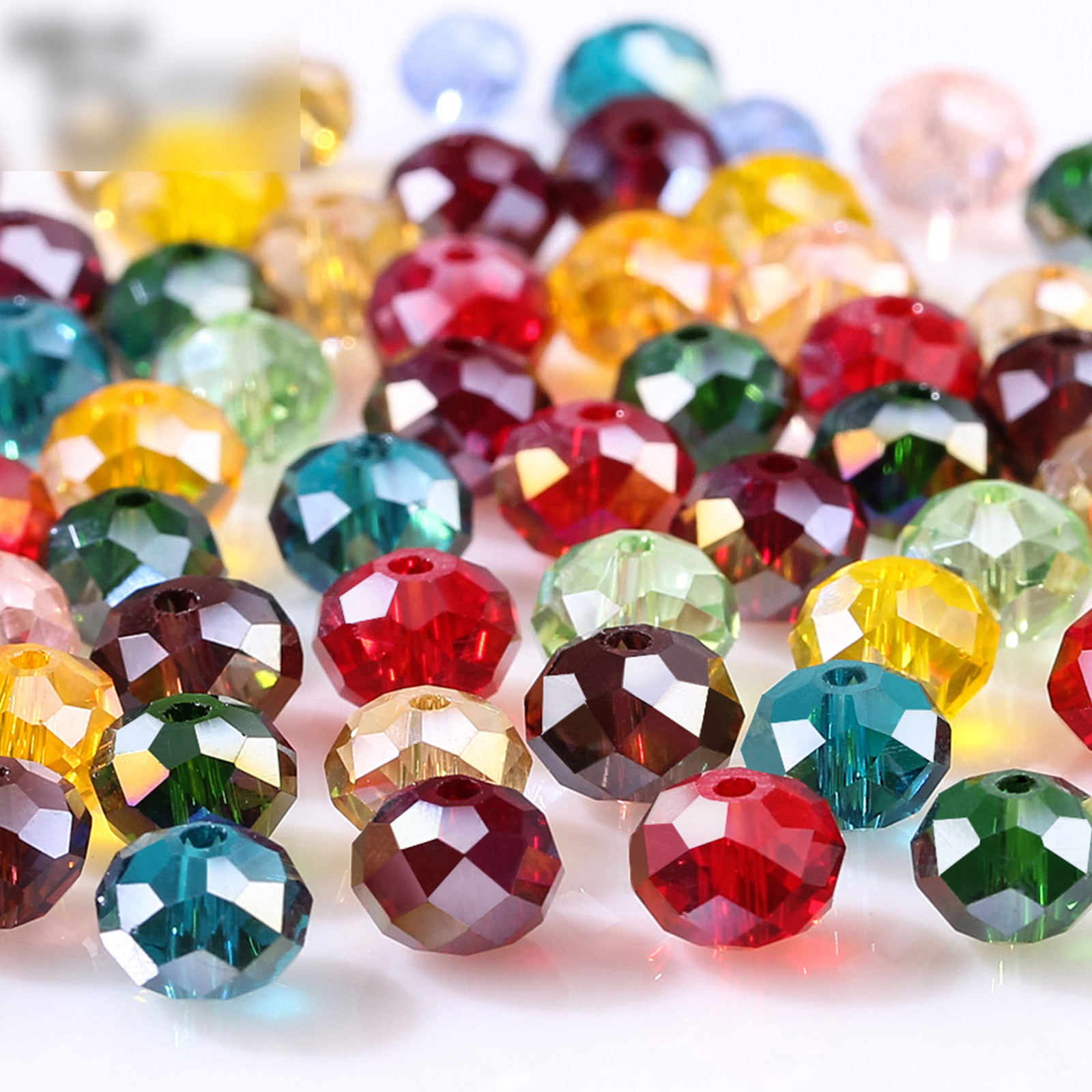 100pcs 8mm Rondelle Beads Faceted Glass Crystal Loose Spacer Bead Jewelry Making 